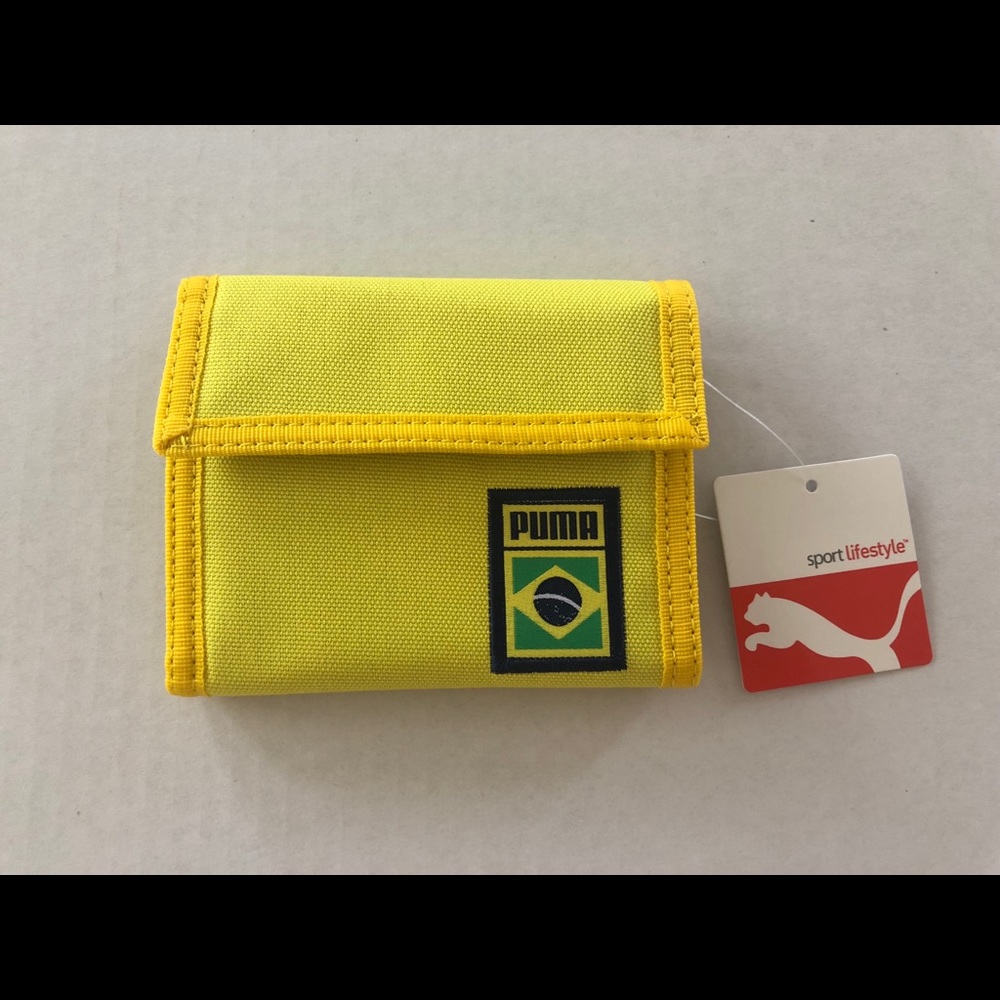 New Puma Yellow Green Blue Bi Fold Wallet NWT